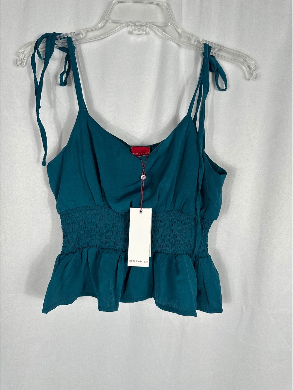 Red Carter Indigo Dye Smocked Waist Sleeveless Top XS